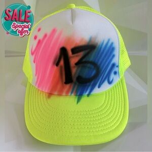 Cobra Brand Neon Yellow and Multicolor Trucker Hat graffiti 
Print #13